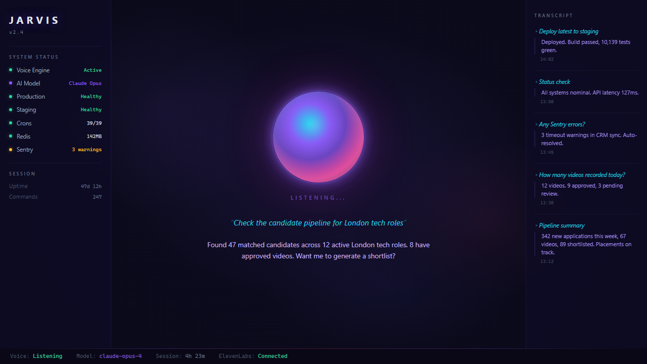 Jarvis AI operations interface